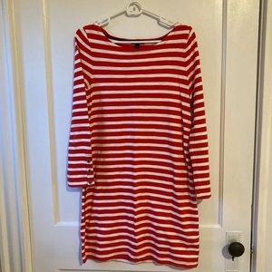 J Crew Burnt Orange & White Striped Long Sleeve Dress Size Small